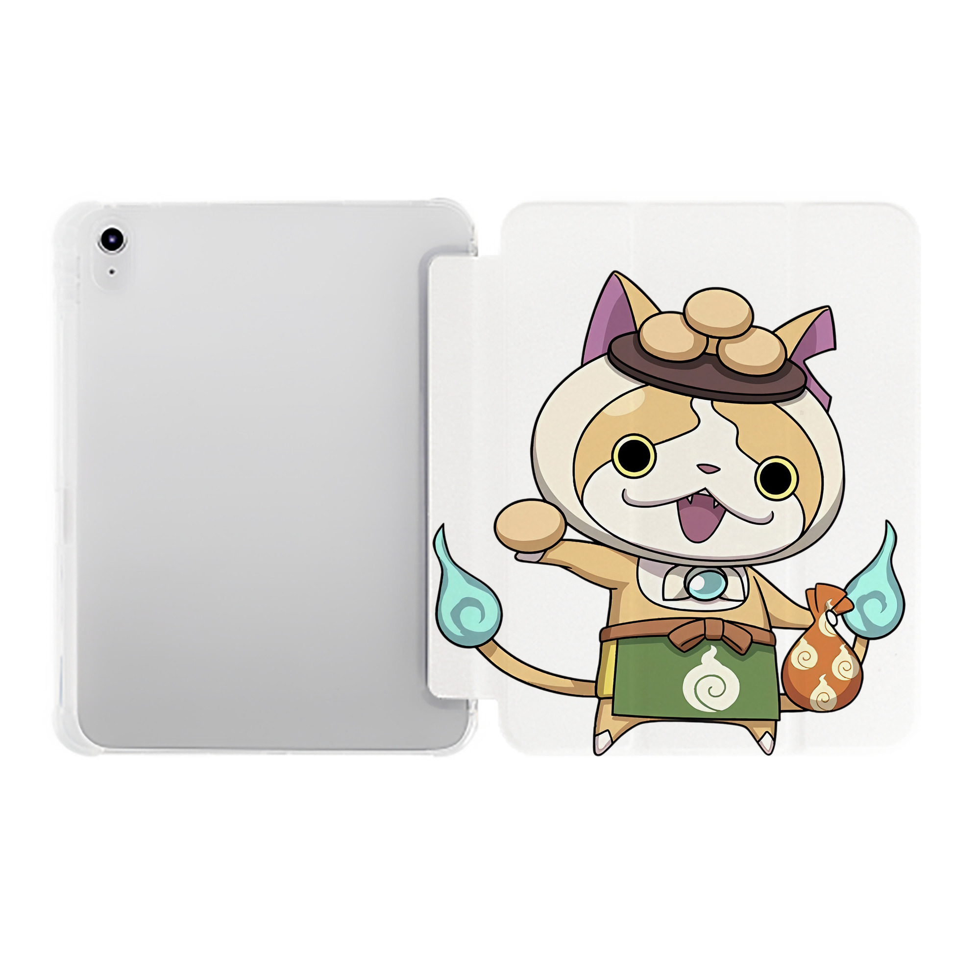 （画像用） 妖怪ウォッチ Yo-kai Watch IPad ケース ペン収納付き 三つ折りスタンド PUレザー×シリコン 対応機種9.5/10.5/10.9インチ